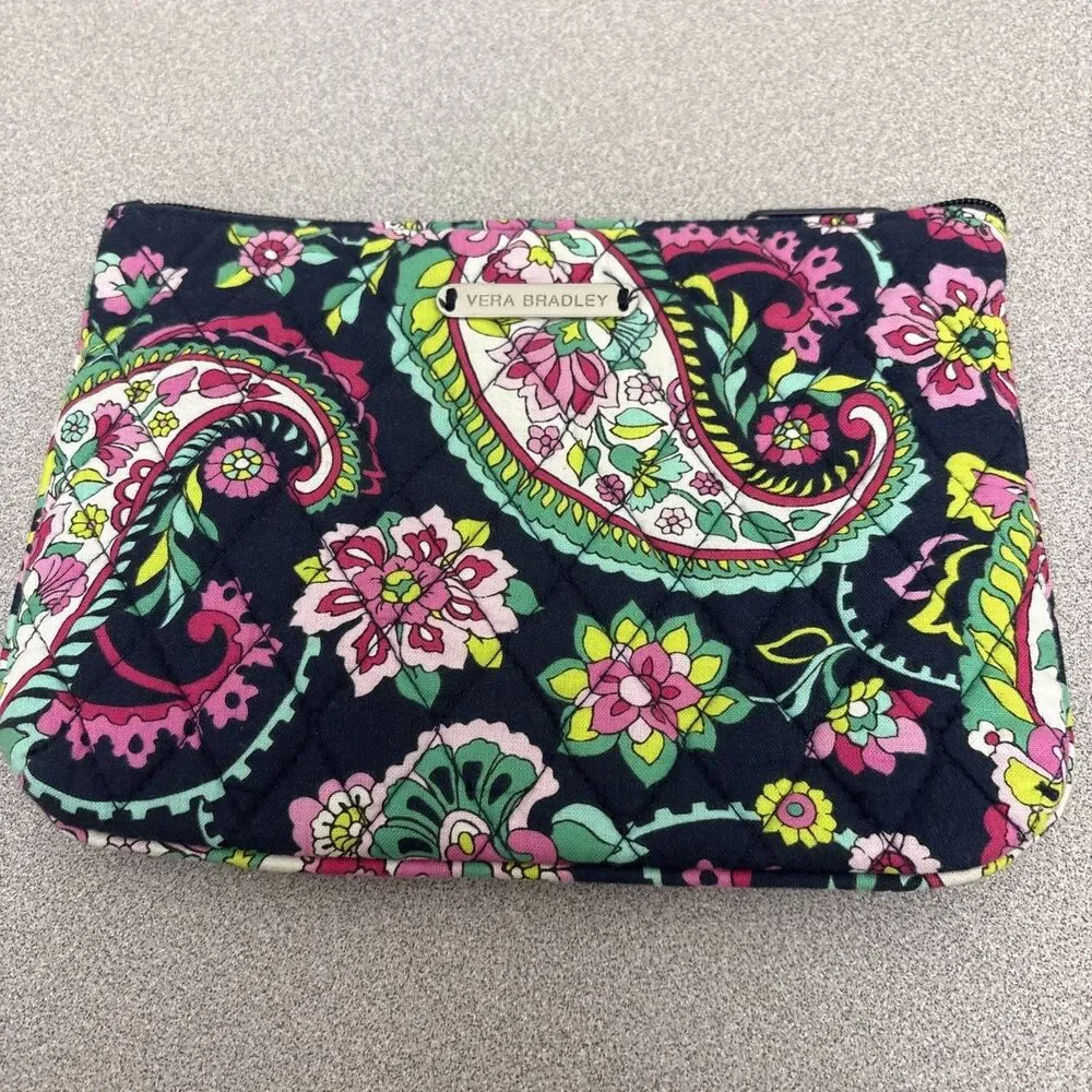 Vera Bradley Petal Paisley Makeup, Cosmetics Bag, 9”X6”, Lined, Zipped, NWOT